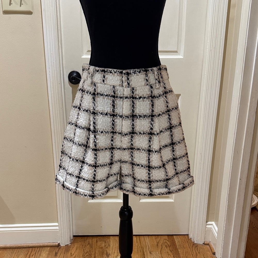 Anine Bing Checkered Mini Skirt - Black and White